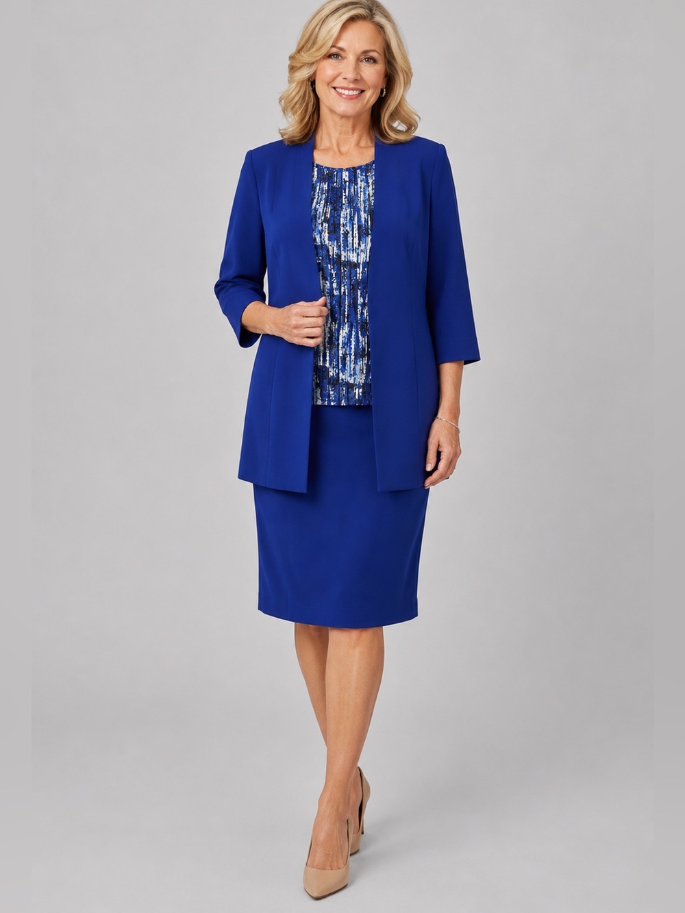 Kasper Royal Blue Women's Pencil Skirt - Tailored Office Essential